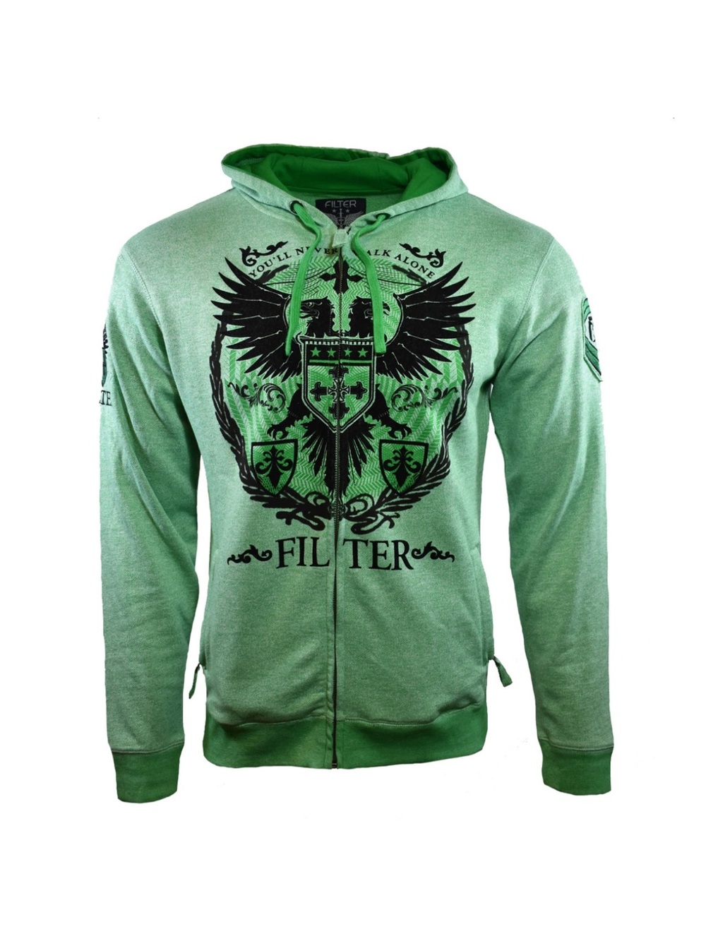 Men's Green Hooded Zip-Up Sweater